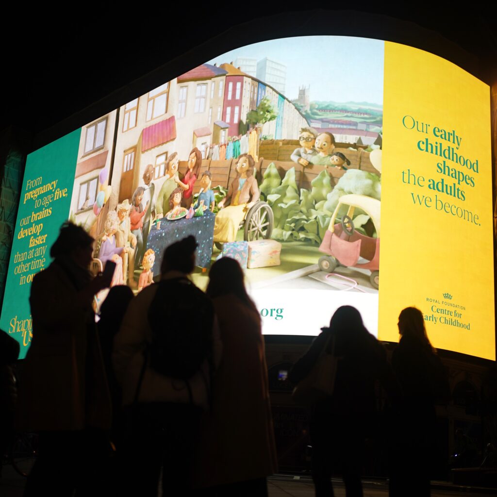 Shaping Us campaign on Piccadilly lights.